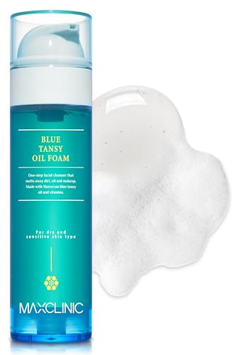 MAXCLINIC [K-Beauty] Blue Tansy Cleansing Oil to Foam | Daily Face Wash Oil Based Cleanser to Foam | Korean Oil Foaming Face Cleanser | Hydrating Facial Cleanser for Dry Sensitive Skin (3.88 oz)