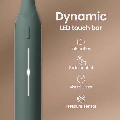 Quip Ultra Next Generation Smart Sonic Toothbrush - Timed Electric Toothbrush for Adults - Replaceable Brush Head, Soft Bristles, Silicone Handle, 30-Day Battery Life, Travel Case - Moss Green