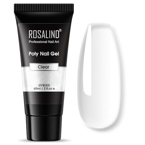 ROSALIND 60ml Clear Poly Nail Gel, Poly Extension Gel Nail Art Acrylic Extension, Clear Poly Nail Gel Tube Extension Spring Gel Nail Builder for Women as Easter Clear Poly Nail Gel