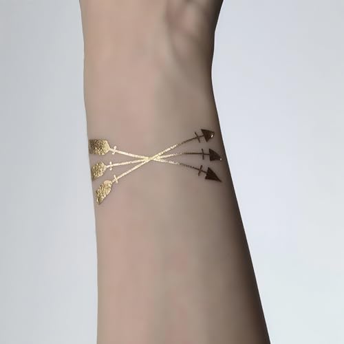 Aresvns Waterproof Metallic Temporary Tattoo,Gold Boho Snake Tattoos, 8 Sheets Gold Silver Fake Tattoos for Women Teen Girls