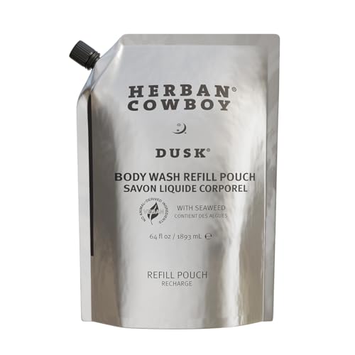 Herban Cowboy Body Wash, Rich Cologne Scent, Enhanced with Plant-Powered Ingredients, Vegan Body Wash (Dusk, 64 Ounce Full Refill Pouch)