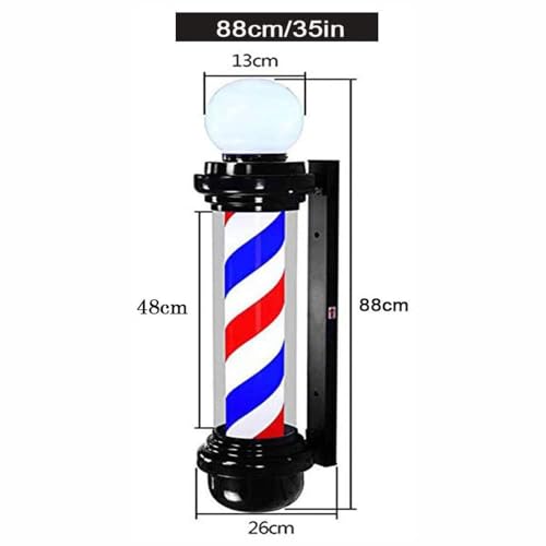 35-inch LED Barber Pole Light with Red White Blue Stripes