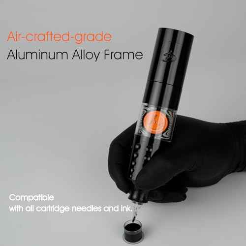 Dragoart Tattoo Gun Wireless Tattoo Machine Brushless Motor 10800Rpm, 0-4mm Needle Depth Aluminium Alloy Frame Direct Drive System LED Display, Rotary Tattoo Gun 1300mAh for 6hrs Tattooing (Silver)