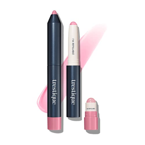 TRE'STIQUE Prime & Shine Refillable Lip Crayon with Built-in Primer, Glossy Lipstick for Women