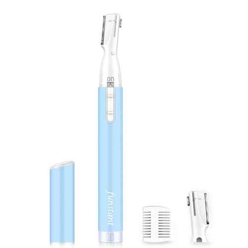 Eyebrow Trimmer, Precision Electric Eyebrow Razor for Women Battery-Operated Facial Hair Remover with Comb No Pulling Sensation Painless for Face Chin Neck, Upper-Lip, Peach-Fuzz