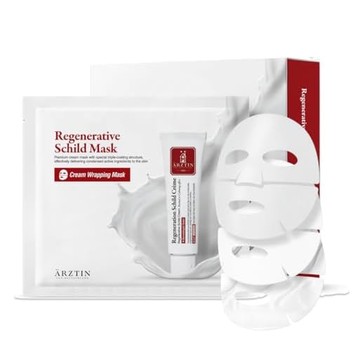 ARZTIN Regenerative Schild Mask, Triple-coated Wrapping High Nutritional Cream Sheet Rich moisture Premium Mask 0.56OzX5ea, Korean Skincare