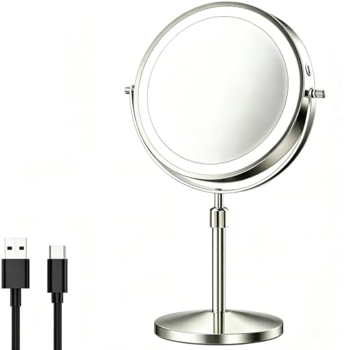 8.5" Makeup Mirror with Lights, 1X/20X Magnification, 3 Colors