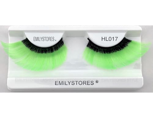 Black & Neon Green False Eyelashes – Halloween Costume Lashes