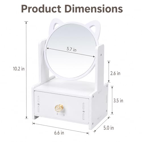 Desktop Makeup Mirror Organizer with Drawers