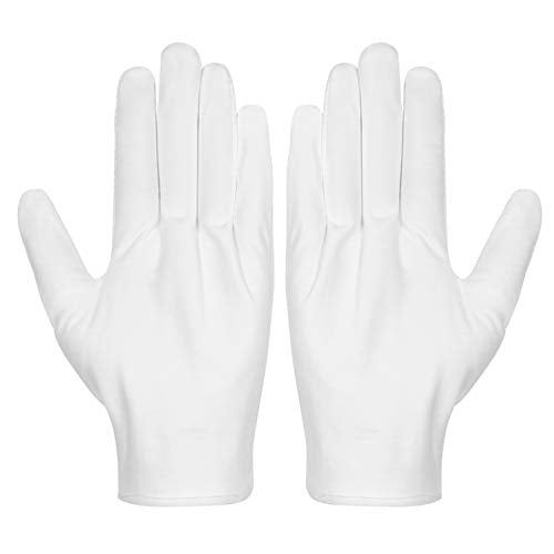 Selizo White Cotton Gloves for Eczema & Dry Hands - 3 Pairs Reusable