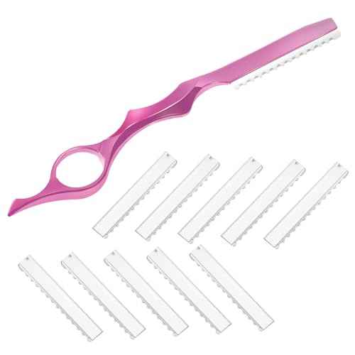 Mudder 11 Pcs Hair Razors for Cutting Hair Thinning Styling Feather Razors Kit with Replacement Stainless Steel Cutting Tool for Salon Home Use(Pink)