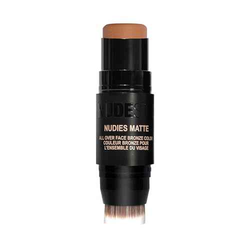 Nudestix Nudies Bronze All Over Matte Bronzing Stick ? 3-in-1 Cream Bronzer for Cheeks, Eyes & Lips with Built-In Brush | Natural Contour & Sun-Kissed Glow