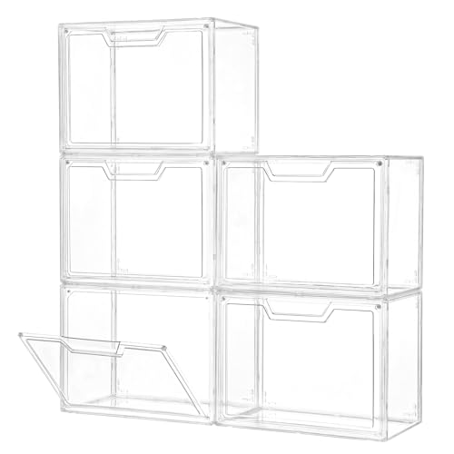 Stackable Acrylic Display Case with Door - Clear Storage Bin