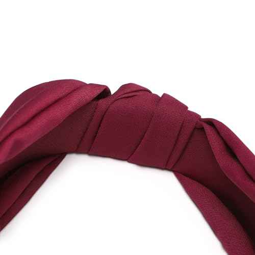 Etercycle Headband for Women, Knotted Wide Headband, Yoga Hair Band Fashion Elastic Hair Accessories for Women (Wine Red)