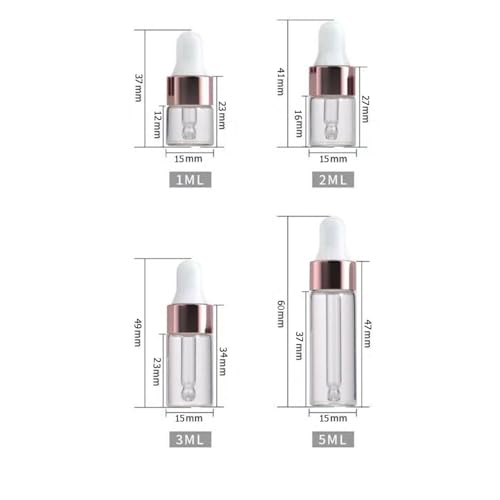 Rose Glass Dropper Bottles for Essential Oils, 4-Pack 1-5ml