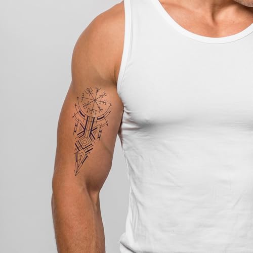 Viking Tribal Temporary Tattoos, 16 Sheets Waterproof