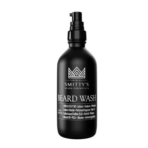 Angie Watts Smitty’s Beard Wash, 4oz - All Natural and Organic Ingredients | 100% Vegan | Formulated to Moisturize Skin & Beard Hair | Keeps Beard Clean, Conditioned & Soft