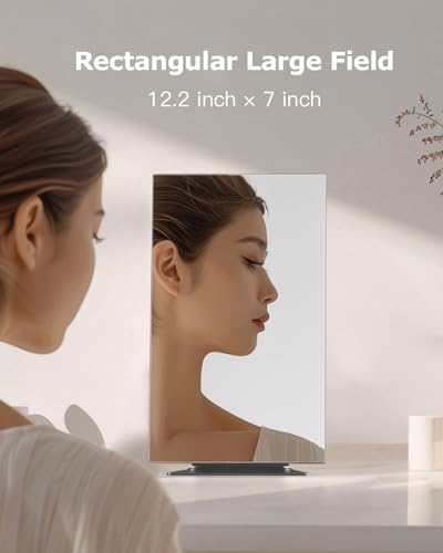 NEZZOE Rectangular Free-Standing Makeup Mirror - 12x7 Inch, Adjustable Tilt