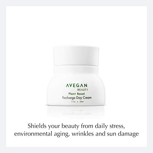 Ecco Bella Plant Based Recharge Day Cream Face Moisturizer - Vegan Skin Moisturizing Face Cream with FortiSomes Eco-Protection & Blue Light Shield - Cruelty Free - Hydrating Formula - 1.7 oz