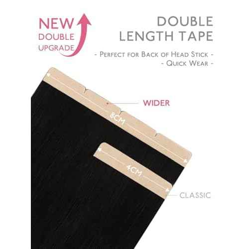 WENNALIFE 8cm Fuller Tape in Hair Extensions Human Hair, 20 Inch 160g 20pcs Jet Black Remy Hair Extensions Real Human Hair Invisible Straight Reusable Extensiones De Cabello Humano