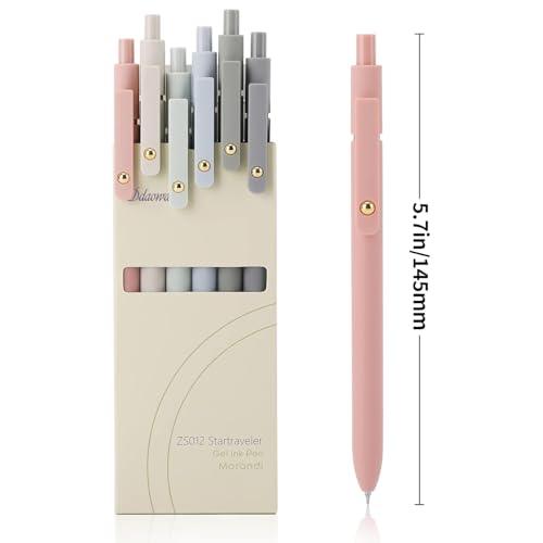 Morandi 6 Pack Retractable Gel Pens 0.5mm Quick-Dry Black Ink - Ddaowanx