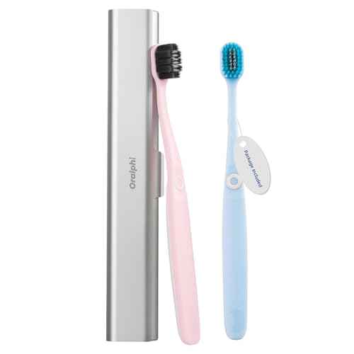 Aluminum Toothbrush Travel Case with 2 Soft Bristle Toothbrushes, Portable Complete Toothbrush Travel Kit, Toothbrush Holder for Bathroom, Camping, Business Trip