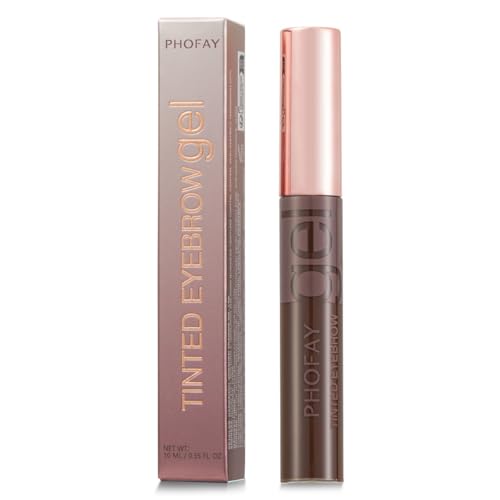 PHOFAY Colored Eyebrow Gel 10ml / 0.34 fl oz ? Spiral Brush for Smooth Use, 2-in-1 Brow Styling Gel & Mascara, Soft Brown Tone, Smudge-Resistant & Long-Wearing (02#)