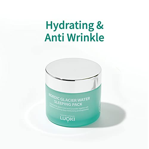 luoki Nordic Glacier Water Sleeping Pack 80g (2.82 Oz) - Skin Hydrating, Soothing & Anti Wrinkle Moisturizing Gel Cream Sleeping Mask