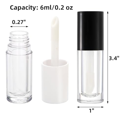 20-Pack 6ml Empty Lip Gloss Tubes with Wand & Inserts