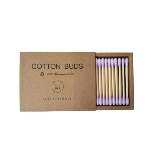 Colorful Cotton Swabs 200pc - Lint-Free Wooden Buds