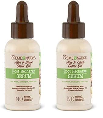 Creme of Nature Root Recharge Serum, Aloe & Black Castor Oil Formula, for Weak, Damaged, Thin Hair, 1.7 Oz (Pack of 2)