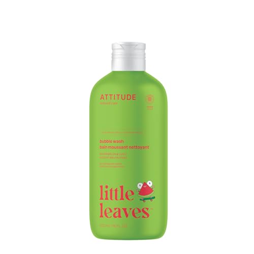Attitude Bubble Wash for Kids, EWG Verified Bubble Bath, Hair Shampoo and Body Soap, Dermatologically Tested, Plant- and Mineral-Based, Vegan, Watermelon & Coco, 16 Fl Oz