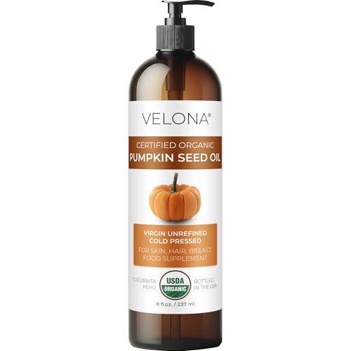 velona Pumpkin Seed Oil USDA Certified Organic - 8 fl oz | 100% Pure and Natural Carrier Oil | Unrefined, Cold Pressed