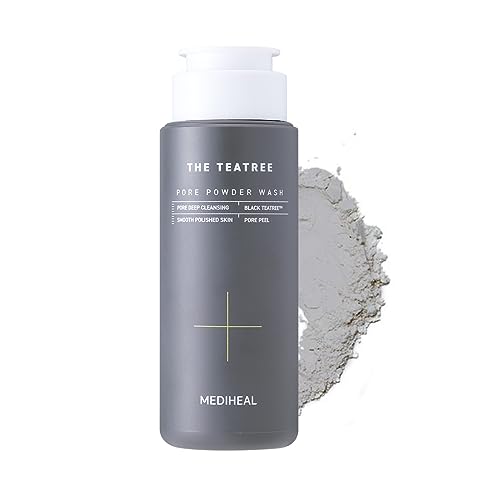 Mediheal Teatree Pore Powder Wash (1.76 oz) - Mild Pore Deep Cleanser with Gentle and Rich Salicylic Bubbles to Remove Blackhead