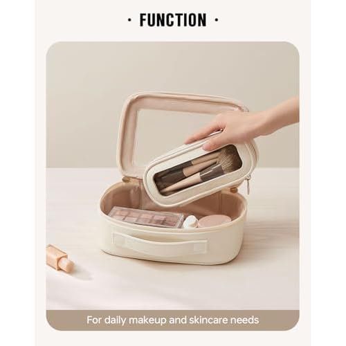 EACHY Clear Makeup Bag Cosmetic Organizer, Waterproof Travel Cosmetic Case with Zipper for Women, Transparent Toiletry and Skincare Pouch, Portable Car or Purse Bag for Travel Essentials
