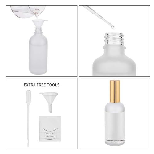 3.4oz Glass Spray Bottle Set - Frosted Perfume Atomizer with Gold Sprayer