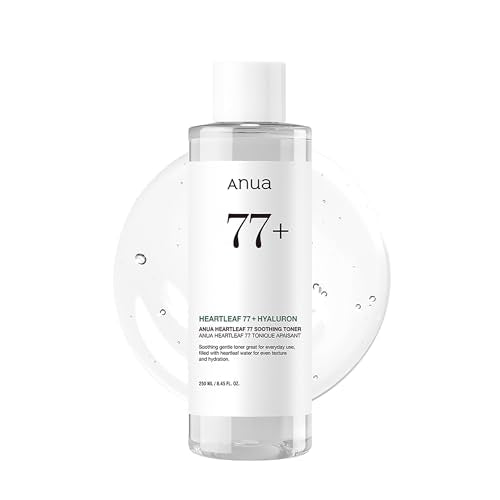 Anua Heartleaf 77 Soothing Toner, Moisturizing & Calming Facial Toner for Glass Skin, Hyaluronic Acid, Lightweight Hydration for Sensitive Skin, Redness Relief, Korean Skincare, 8.45 fl.oz