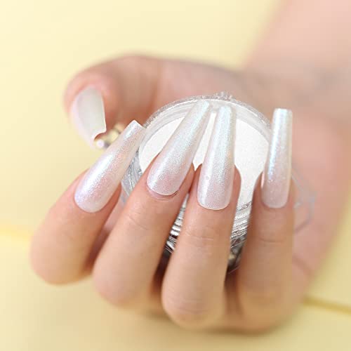 Artdone 2 Jars Chrome Pearl Nail Powder - White & Red Aurora Mirror Pigment