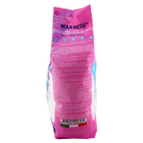 Waxness Sensi Clear Pure Hard Wax Beads 2.2 lb (1kg) ? Rosin-Free Stripless Clear Hard Wax with Neuro-Active Comfort Complex for Face & Body - Made in Italy