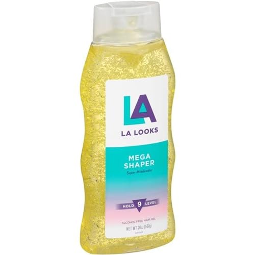 LA Looks Mega Shaper Hair Gel, All-Day Flexible Hold, Healthy Shine, Humidity Resistant, Alcohol-Free, Strong Styling Gel for All Hair Types, Level 9 Hold, 20 oz (Pack of 6)