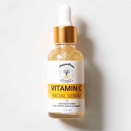 Organic Vitamin C Facial Serum for Face with Hyaluronic Acid, Vitamin E and 24K Gold - Anti Aging, Wrinkles, Dark Spots & Acne Scar Vit C (20%) Treatment - Formulated in San Francisco