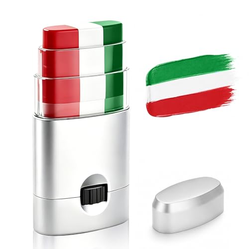 BADCOLOR Soccer Fan Face & Body Paint Stick - Mexico & Italy Flag Colors, Waterproof, Sweatproof, 3-in-1 Makeup