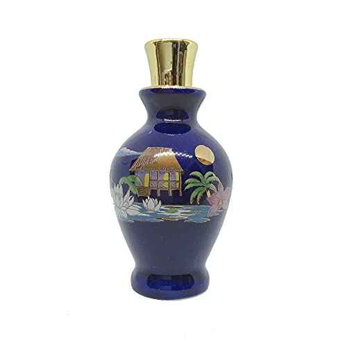 Hawaiian Kona Rain Perfume by Edward Bell, Hawaiian Classic Perfumes 0.25 oz (Navy Blue Porcelain Bottle)