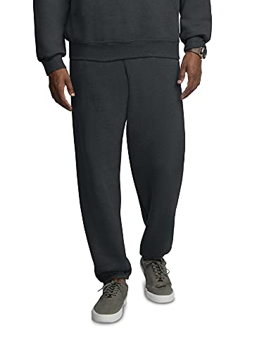 Fruit of the Loom mens Eversoft Fleece & Joggers (Regular Big Man) Sweatpants, Elastic Bottom - Black Heather, Small US