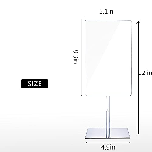 Table Standing Rectangular Vanity Makeup Mirror with 3X Magnification, High Adjustable, Made of 304 Stainless Steel, for Hotel Bathroom Polished Chrome