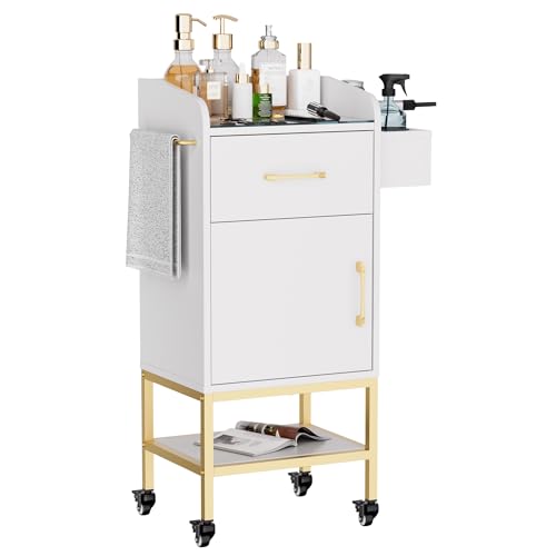 TOVRON Glass Top Salon Trolley Cart with Storage & Lockable Wheels