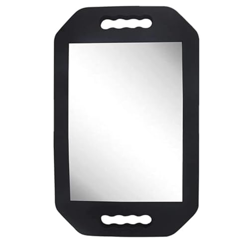 Black Rectangle Double Handle Large Handheld Mirror for Salon & Barber, 16.14x9.84 inch - 1 Pack