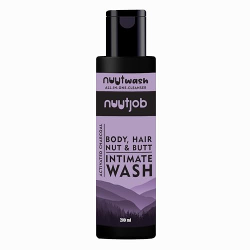 Nuutwash Activated Charcoal All in One Intimate Wash 6.7 Fl Oz | Intimate Nut, Butt, Body & Hair Wash | Ball Deodorant, Hygiene Wash | Natural Ingredients & Essential Oils | For Men-Boys