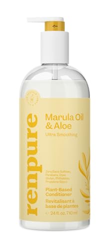 Renpure Plant Based Marula Oil and Aloe Ultra Smoothing Conditioner - Ideal for Dry, Frizzy Hair - Leaves Hair Hydrated - Gentle Formula - Paraben Free - Recyclable, Pump Bottle Design - 24 fl oz
