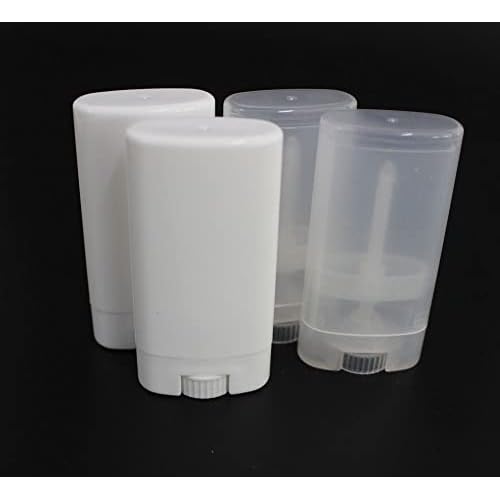 10 PCS plastic empty 15g / 0.5 oz travel size white oval shaped lip balm tube deodorant containers 15ml lipstick tube Twist up hair wax container